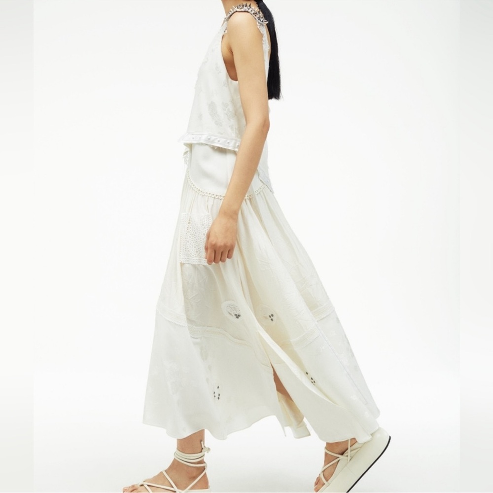 Zara Atelier Oyster White Draped Midi Dress - Elegant Edgy Evening Wear - Picture 6 of 12